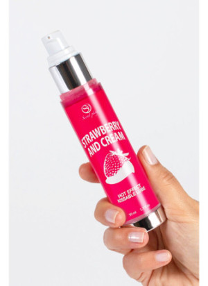 2 en 1 Lubrifiant et huile de massage fraise à la crème chauffant - SP5389
